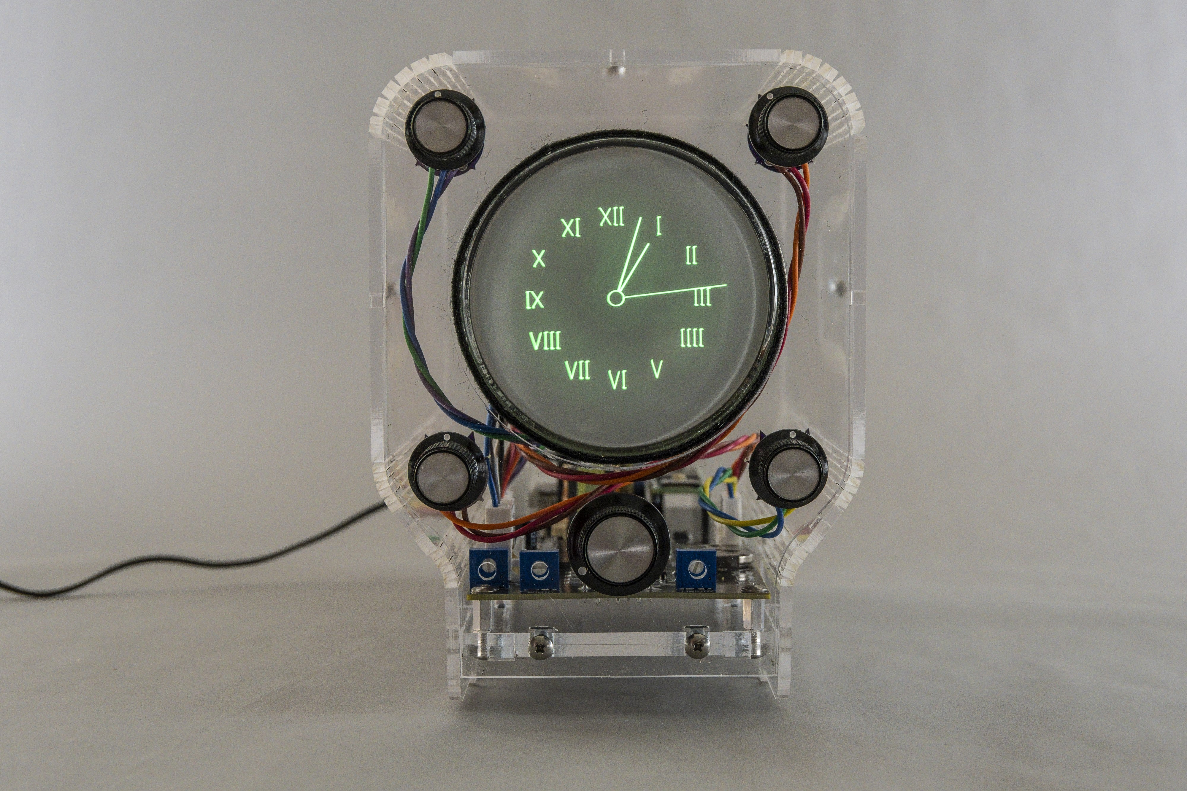 Scope Clock in Clear Plastic Case